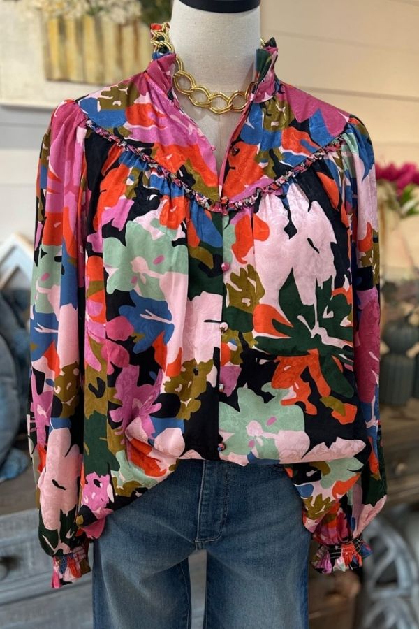 Color Bloom Button Top