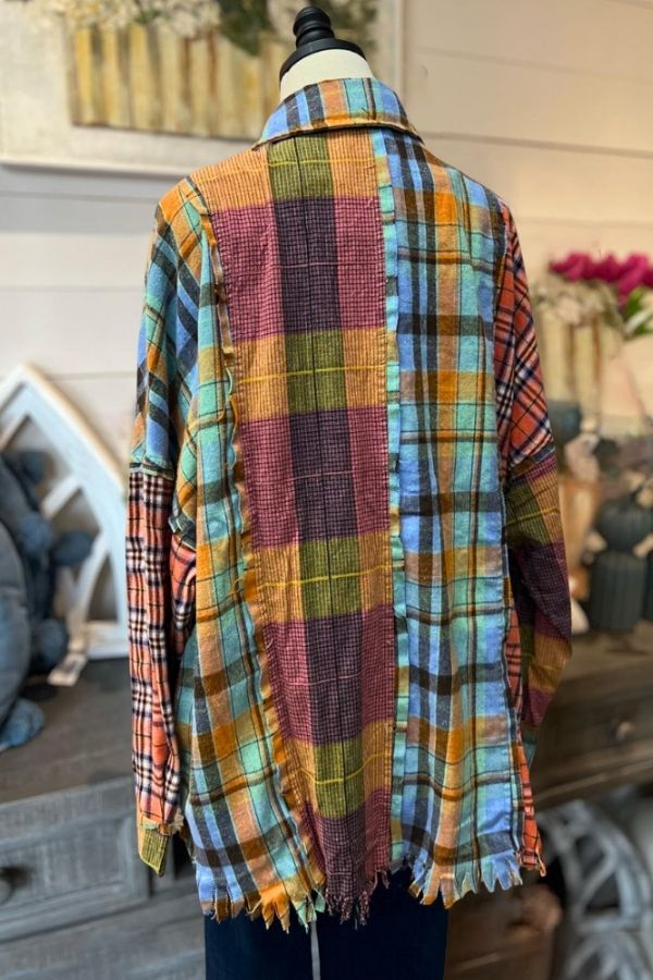 Colorful Patchwork Unique Plaid Shirt