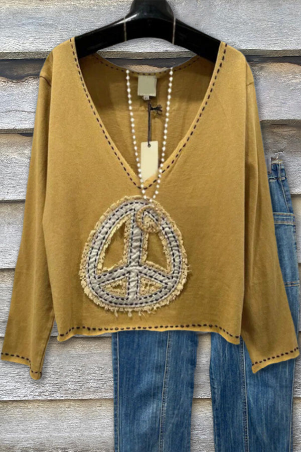 Cotton Peace Sign Top