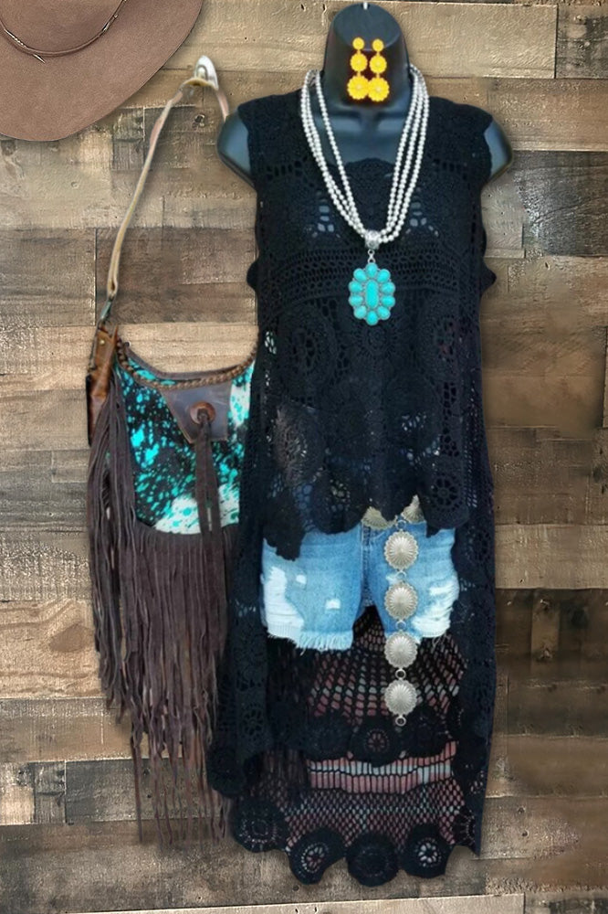 Crochet Cover Ups Hollow Out Sleeveless Dresses