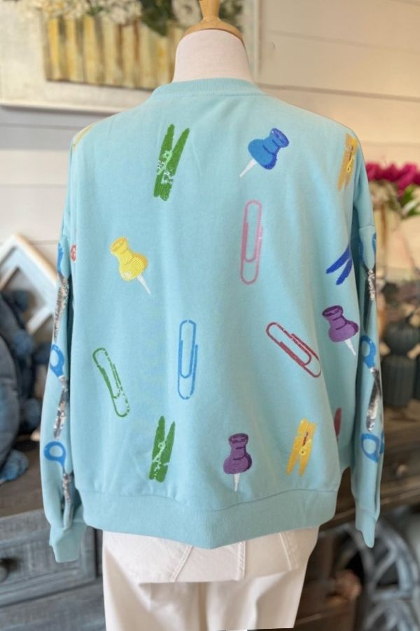 Cute School Supplies Print Sweatshirt