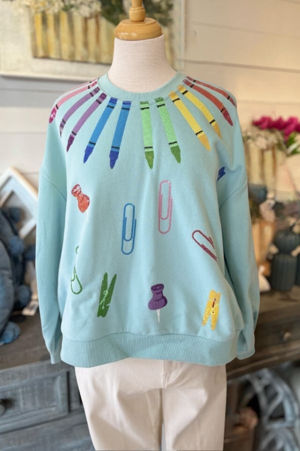 Cute School Supplies Print Sweatshirt