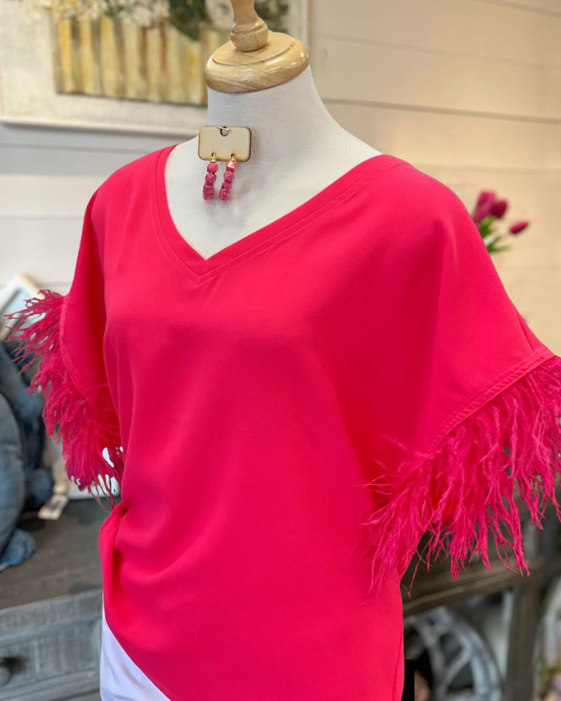 Flamingo Feather Top-Red