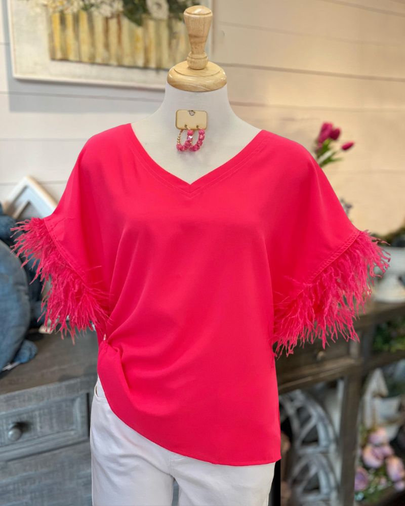 Flamingo Feather Top-Red