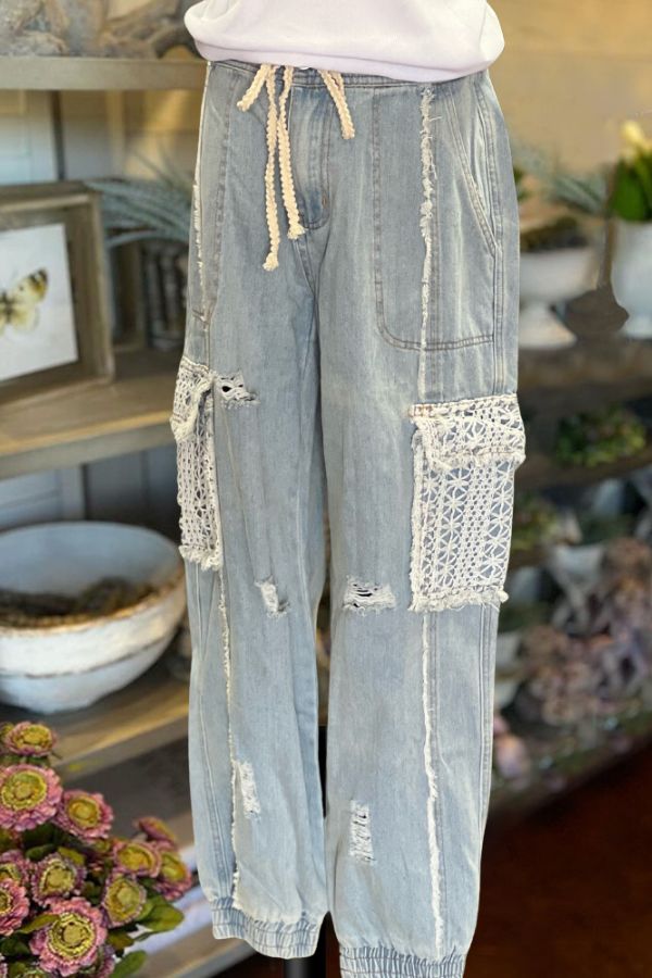 Boho Crochet Pockets Jogger Pant