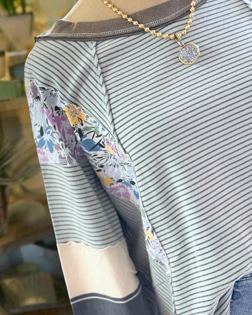 Blooms in Stripes Oversized Top