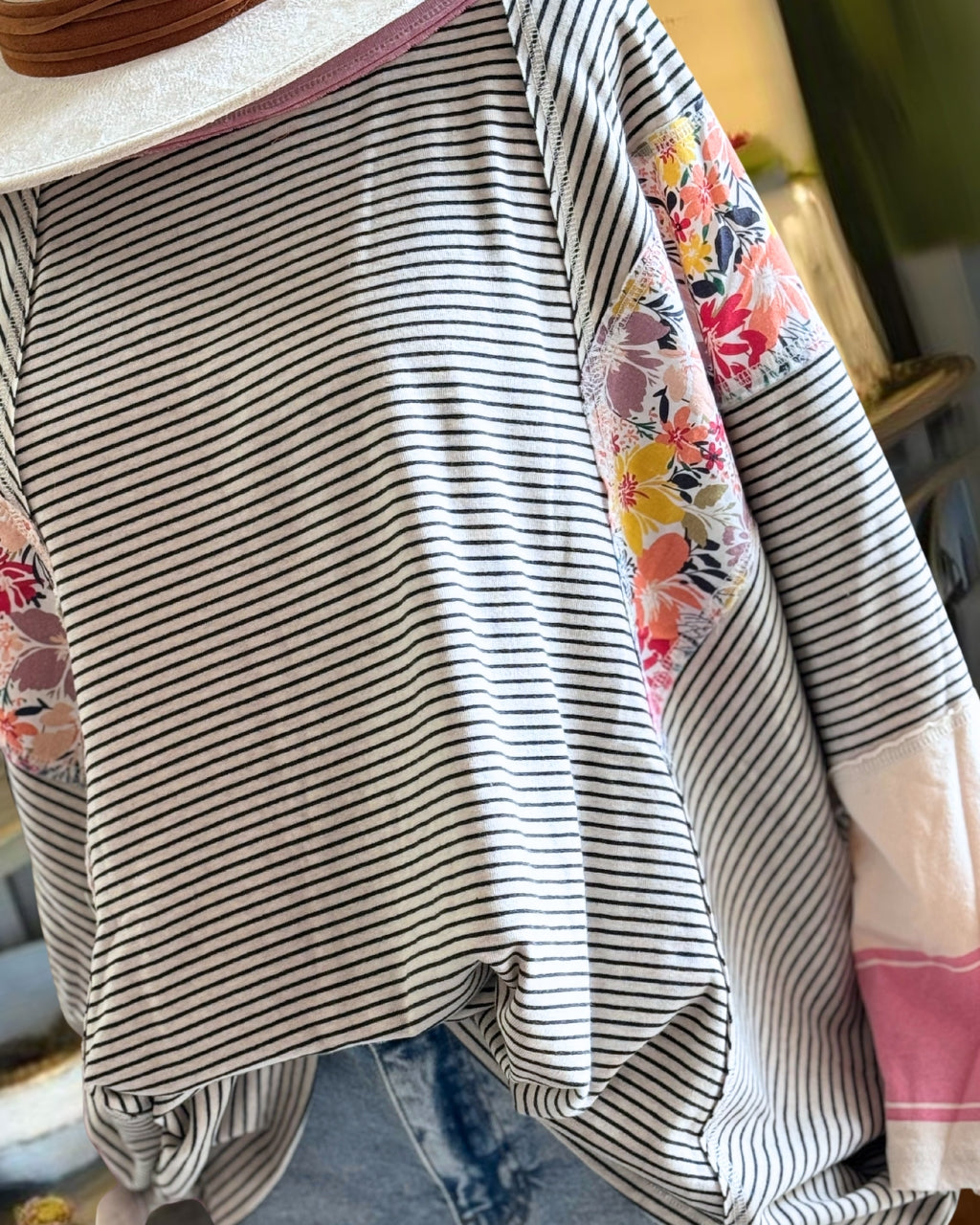 Blooms in Stripes Oversized Top