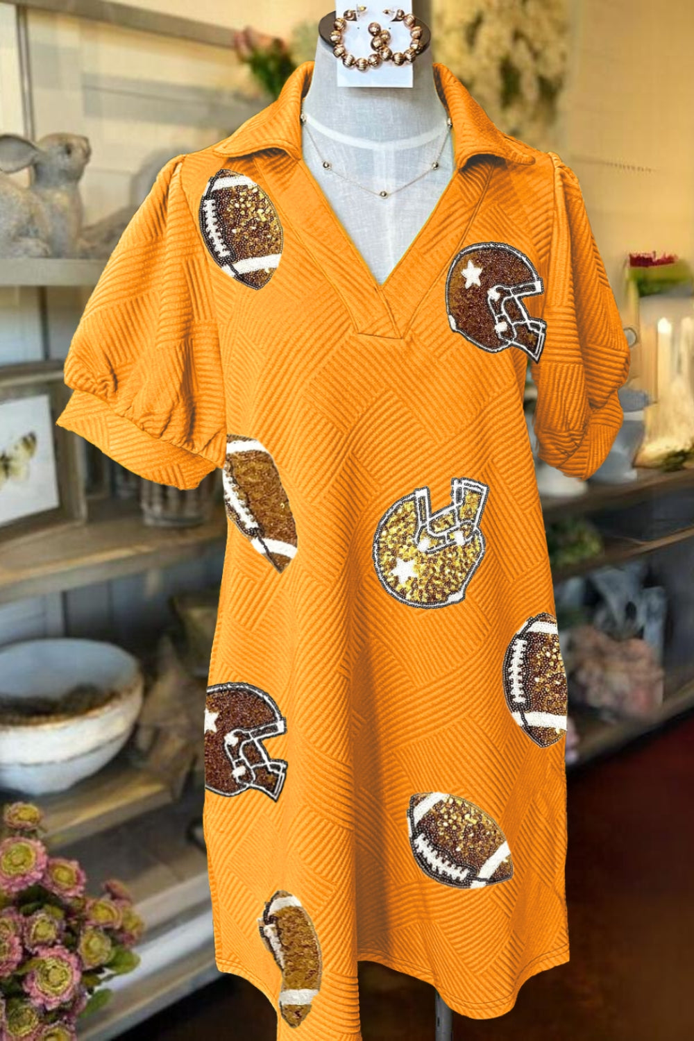 Football Game Sequin Textured Dress