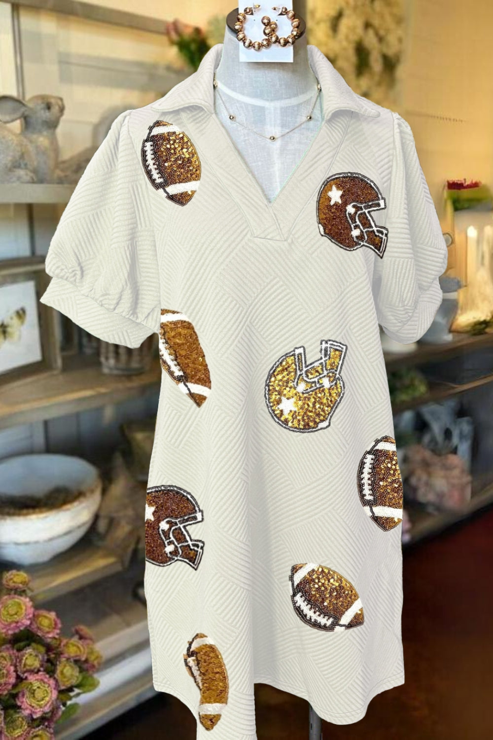Football Game Sequin Textured Dress