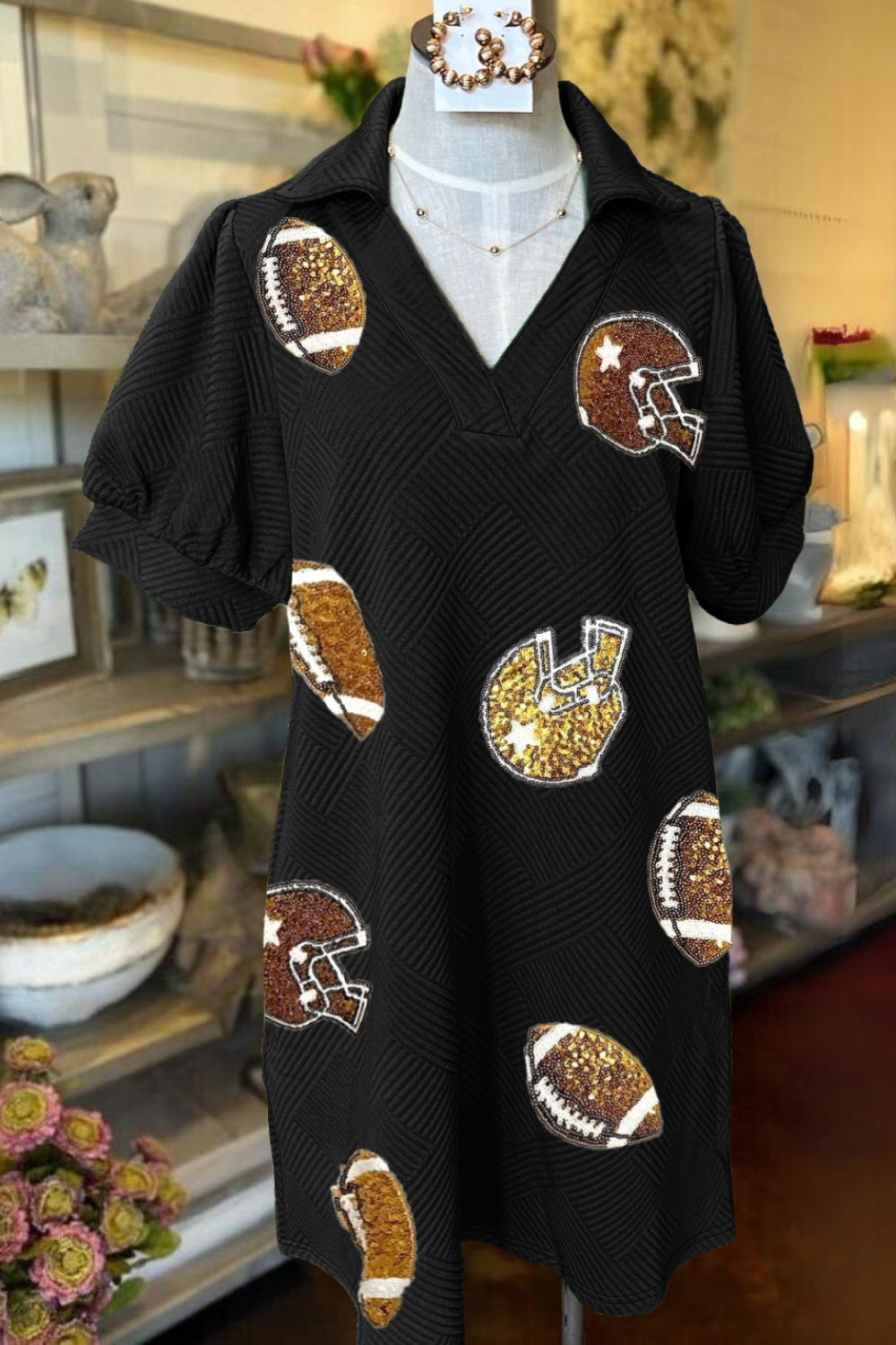 Football Game Sequin Textured Dress
