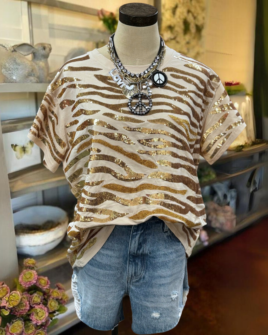 Shine Shine Sequin Tiger Tee