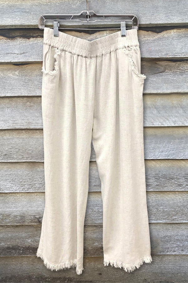 Linen Basic Raw Edge Pants
