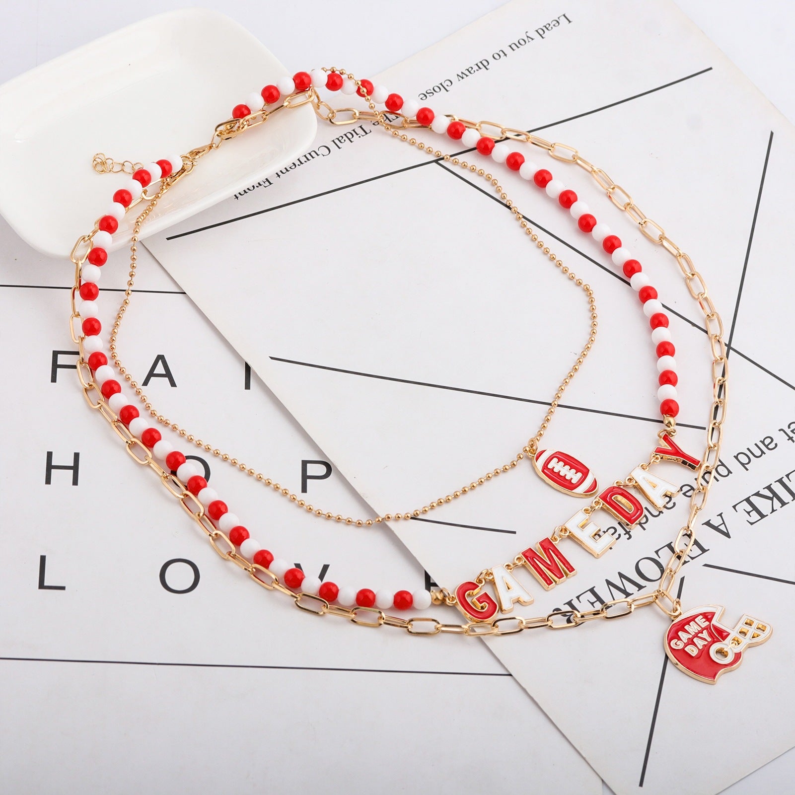 Football Helmet Stacking Design Necklace