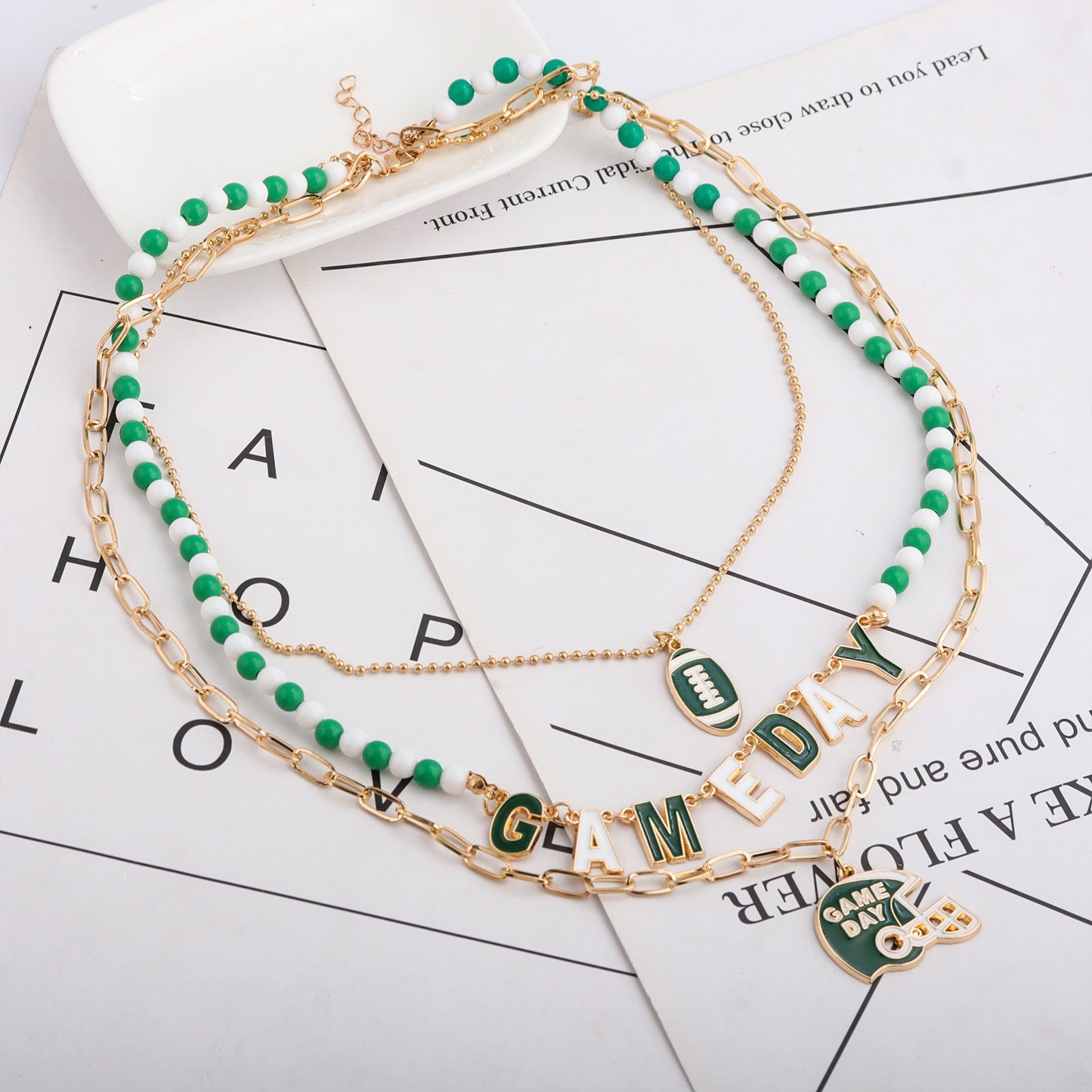 Football Helmet Stacking Design Necklace