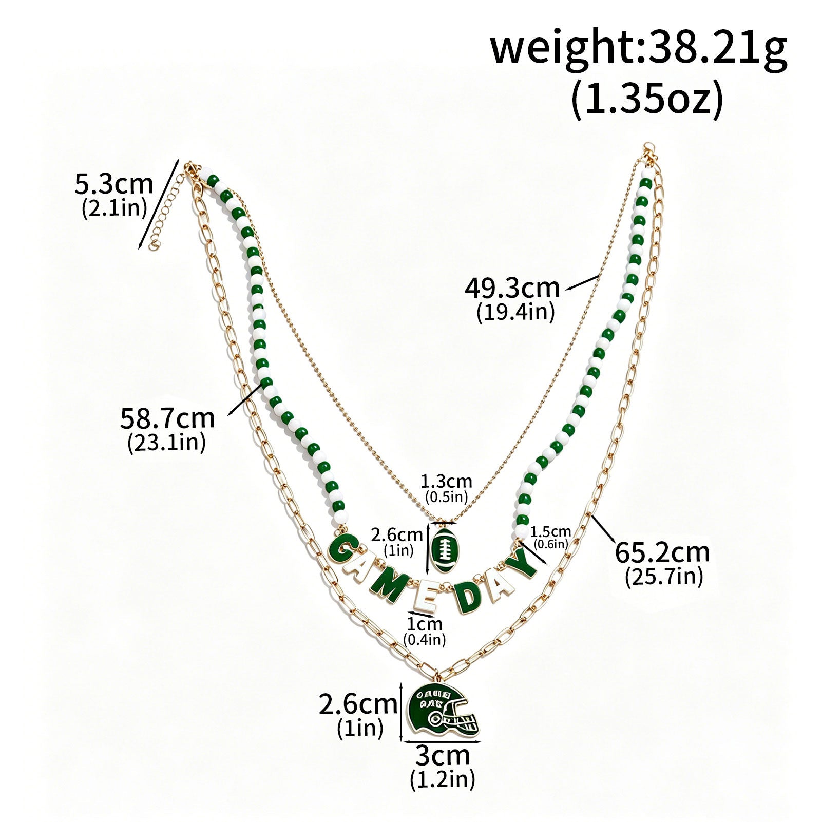 Football Helmet Stacking Design Necklace
