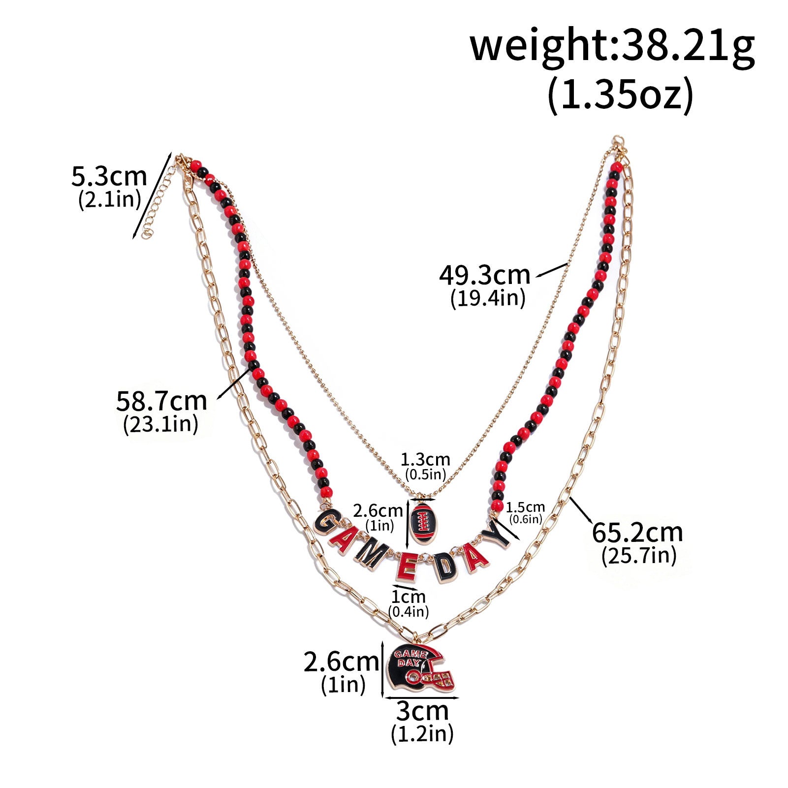 Football Helmet Stacking Design Necklace
