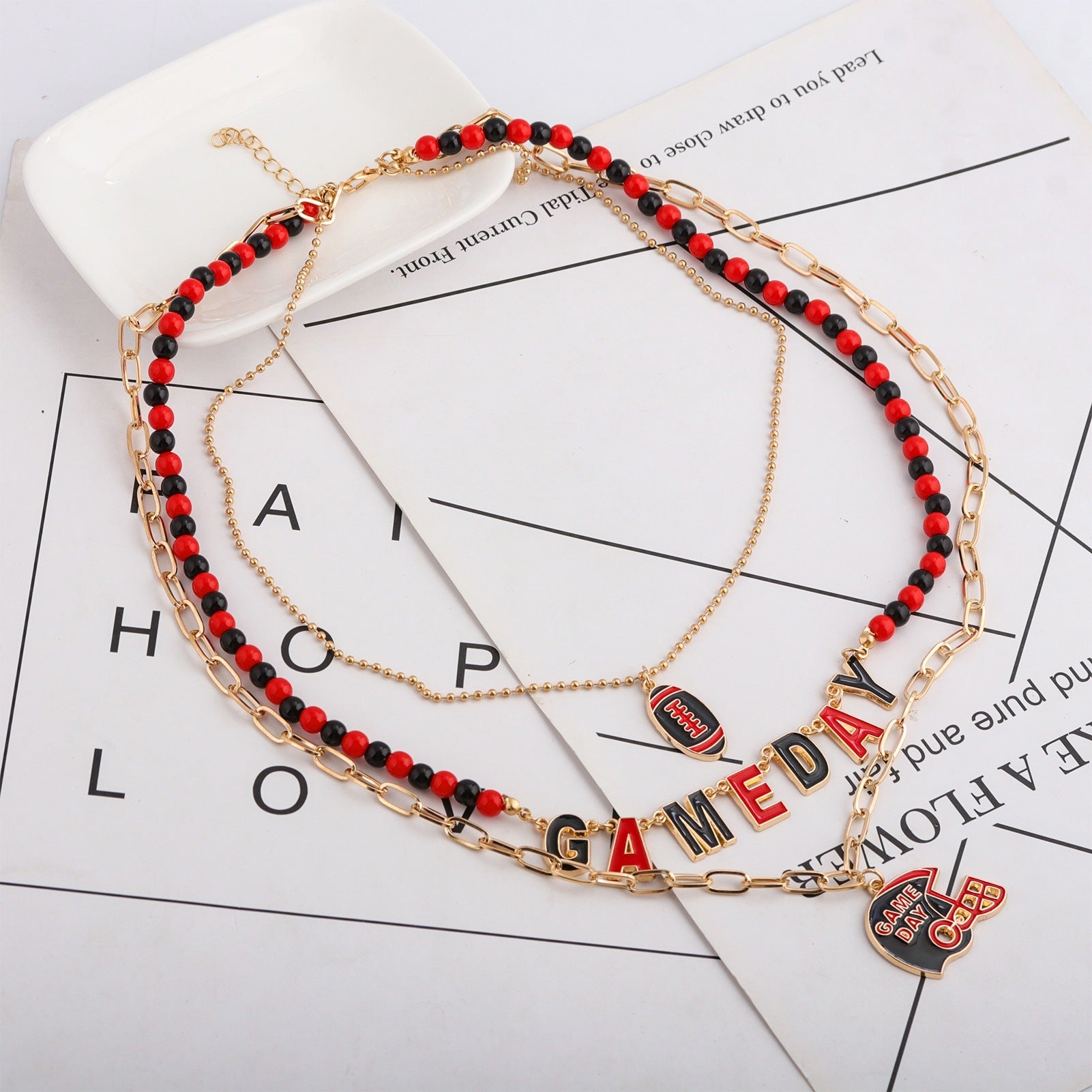 Football Helmet Stacking Design Necklace