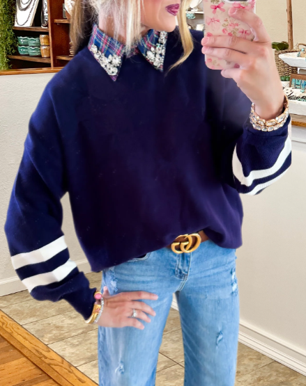 Simple Striped Sleeve Sweatshirt