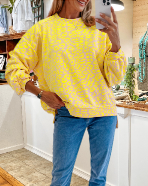 Leopard Print Crew Neck Sweatshirt
