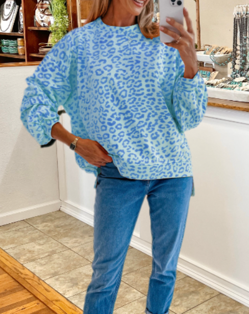 Leopard Print Crew Neck Sweatshirt