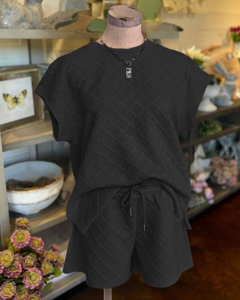 Waffled Quilted Travel Short Set