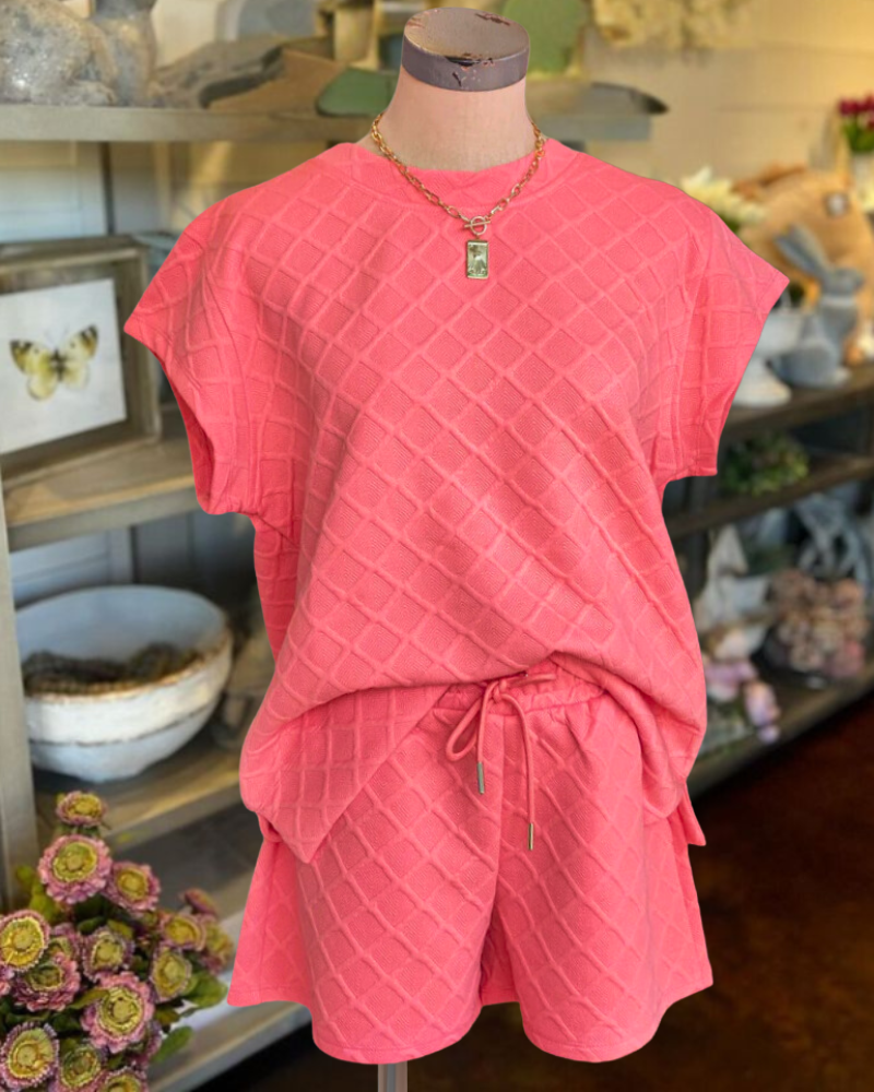 Waffled Quilted Travel Short Set