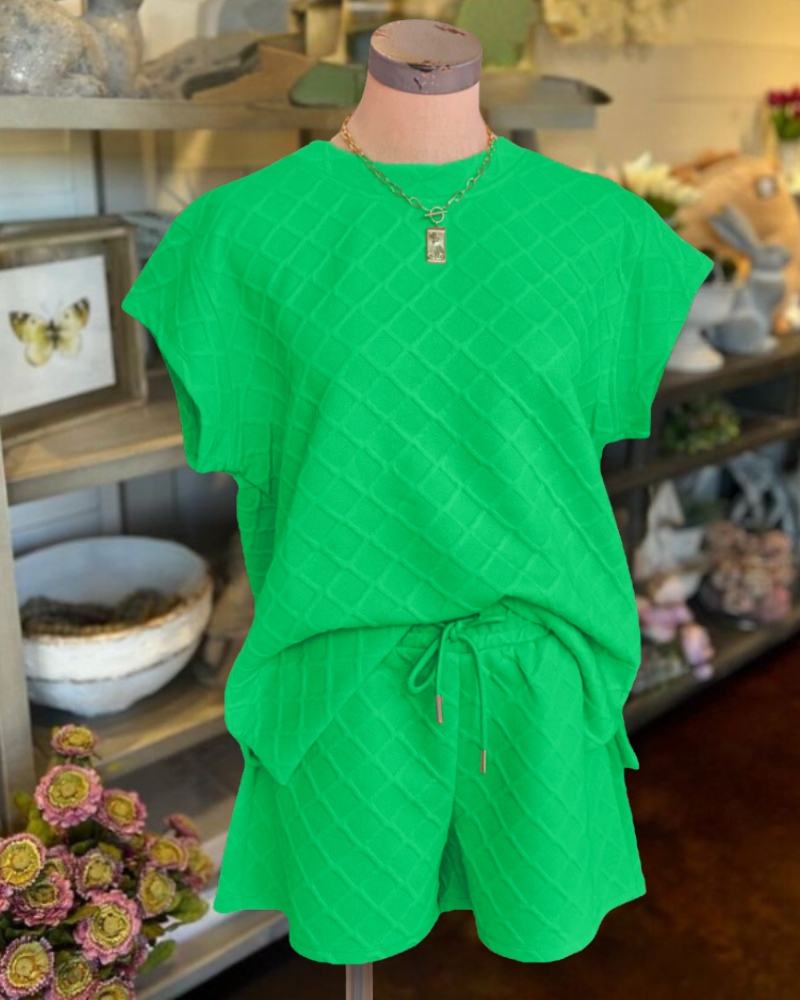 Waffled Quilted Travel Short Set