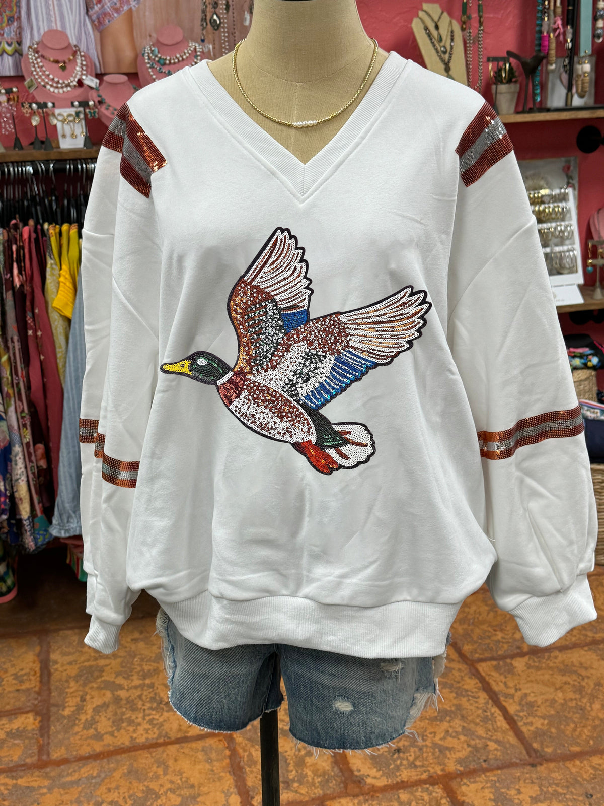 Casual Sequin Mallard Pullover
