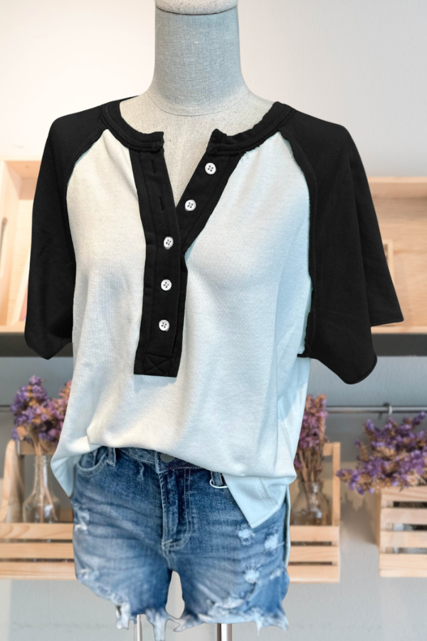 Color Block Henley Top
