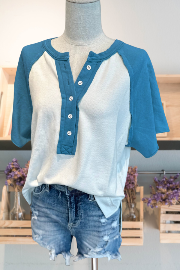Color Block Henley Top