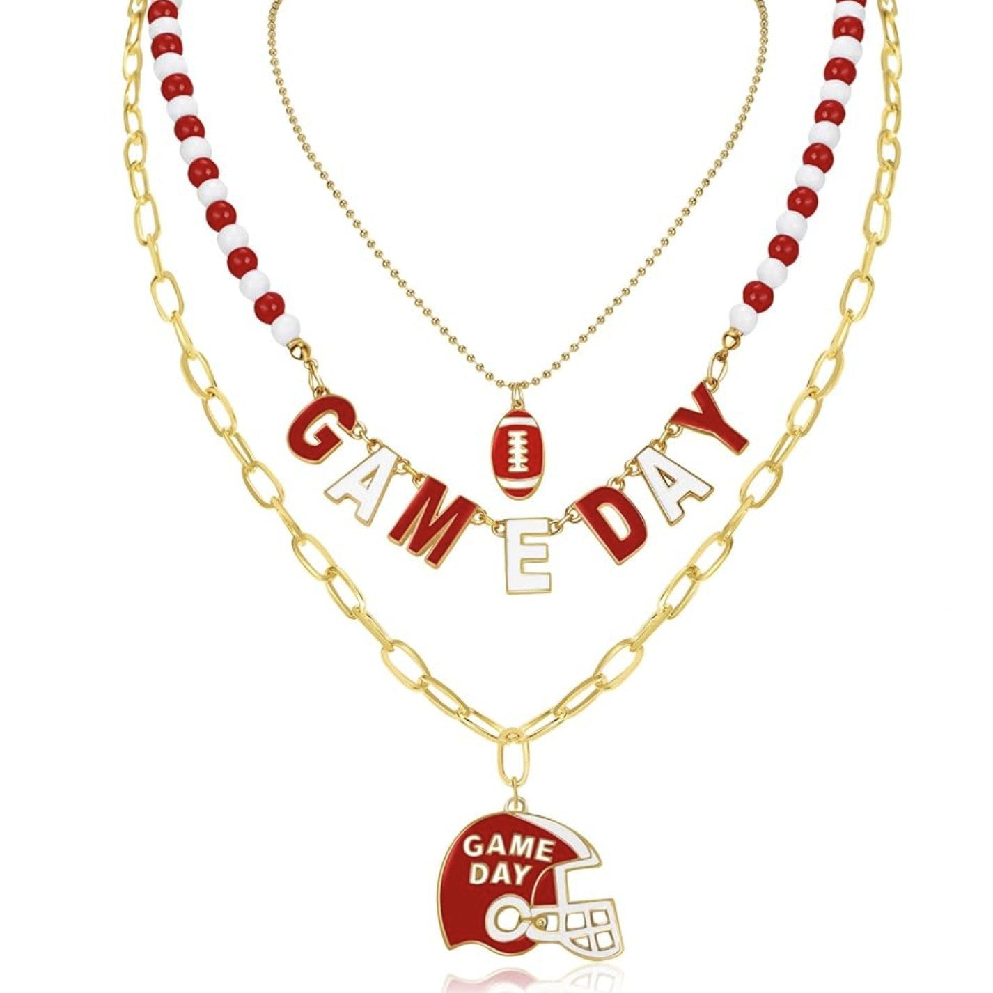 Game Day Football Fashion Multi-Layer Necklace
